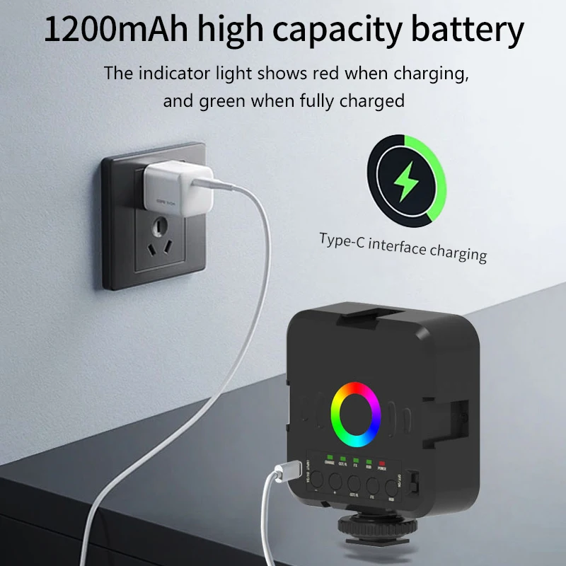 Portable RGB LED Video Light for DSLR Camera Photography