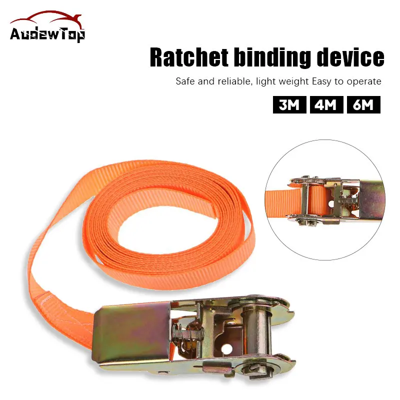 3/4/6M Ratchet Tensioner Belts Heavy Duty Tie Down Cargo Strap Luggage Lashing Strong Strap Belt With Metal Orange Buckle