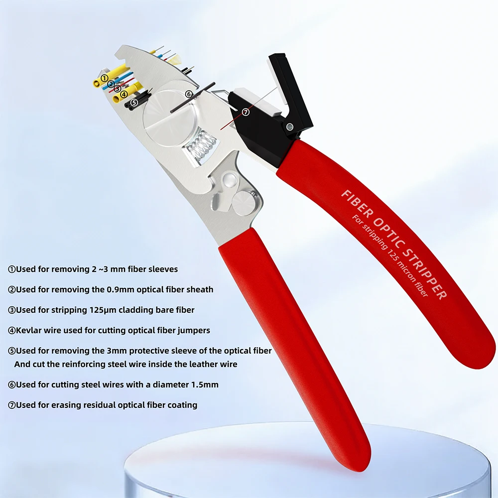 420 스테인레스 스틸 밀러 플라이어 BYXGD 6-in-1 광섬유 스트리핑 청소 도구 FTTH 베어 파이버 케블라 절단용 고경도