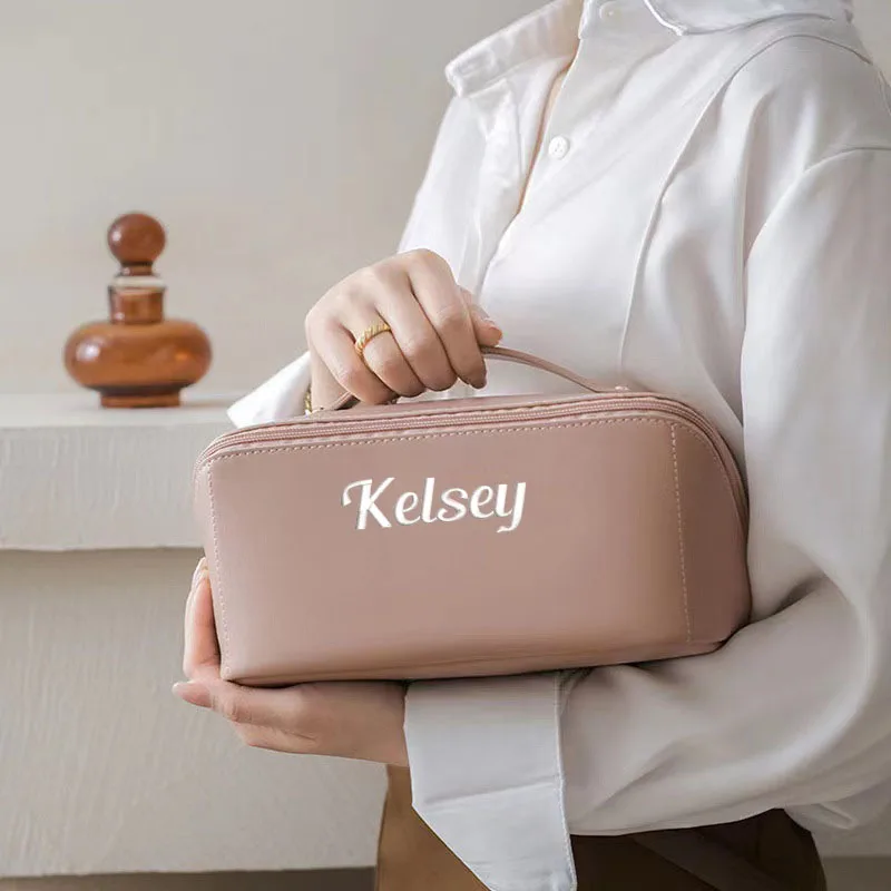 Personalized embroidery cosmetic bag organ pillow bag multi-layer travel tote cosmetic case cosmetic storage bag 3