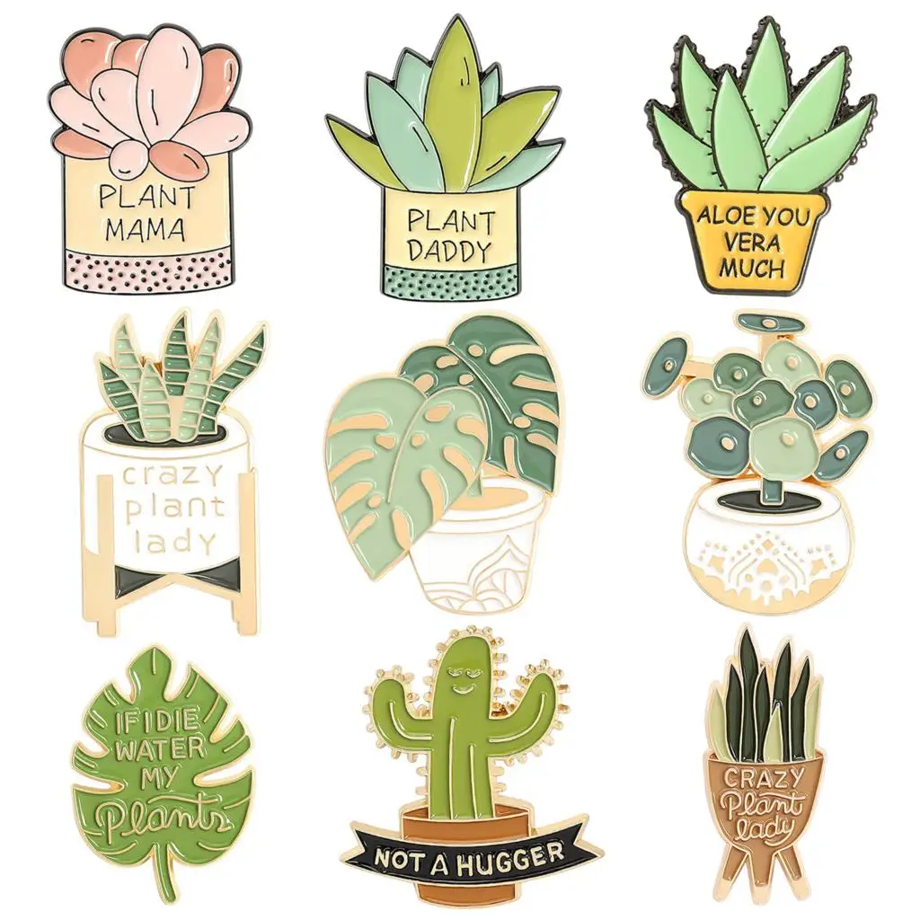 

Potted Plant Brooch Monstera Aloe Vera Plant Brooch Clothing Accessories Cactus Badge Cactus Lapel Pins Cartoon Cactus Brooch