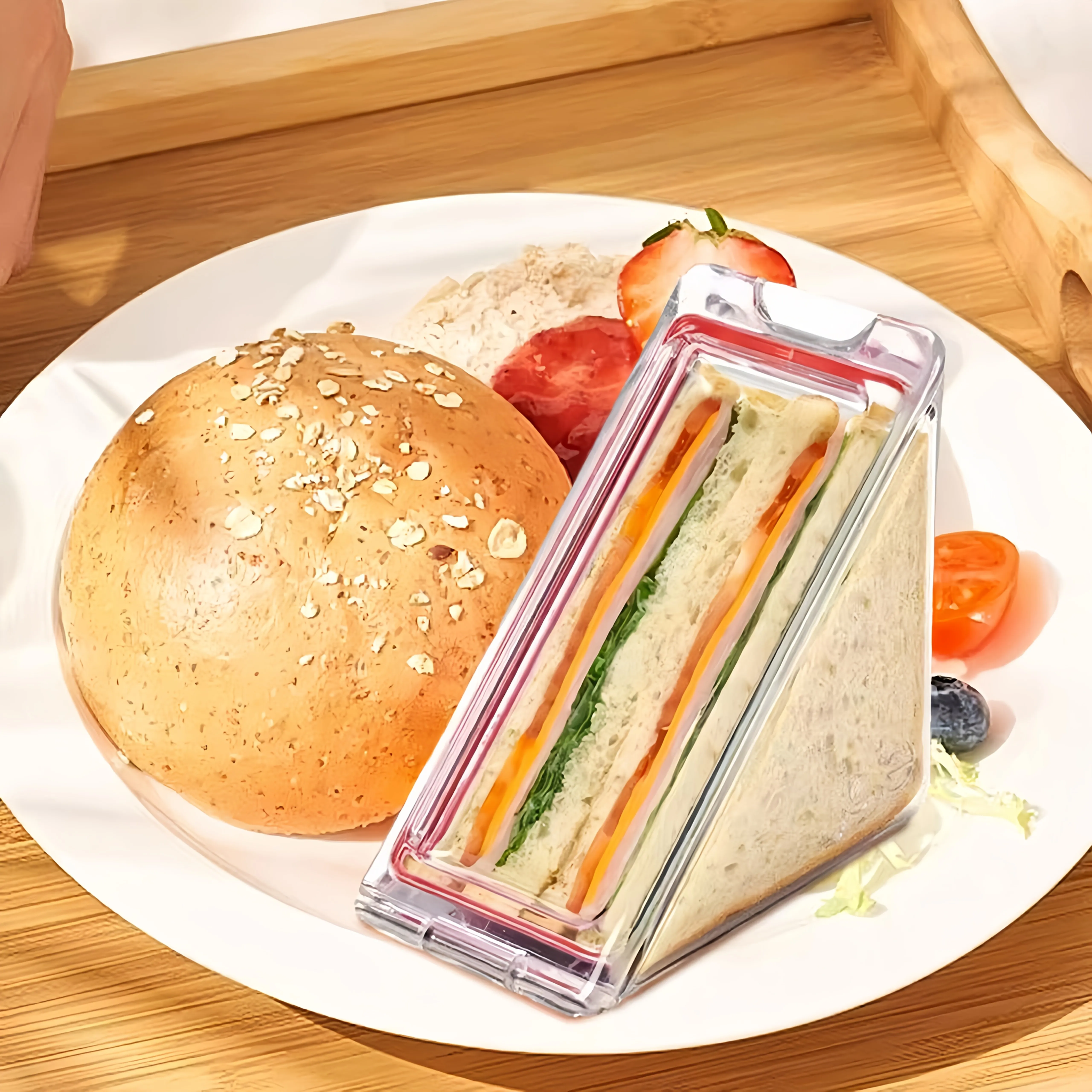 [Side-Open Lunch Box] 1 Side-Open Lunch Box, Bento Box, Sandwich Box - Ideal for Outdoor Camping and Business Trips - 5