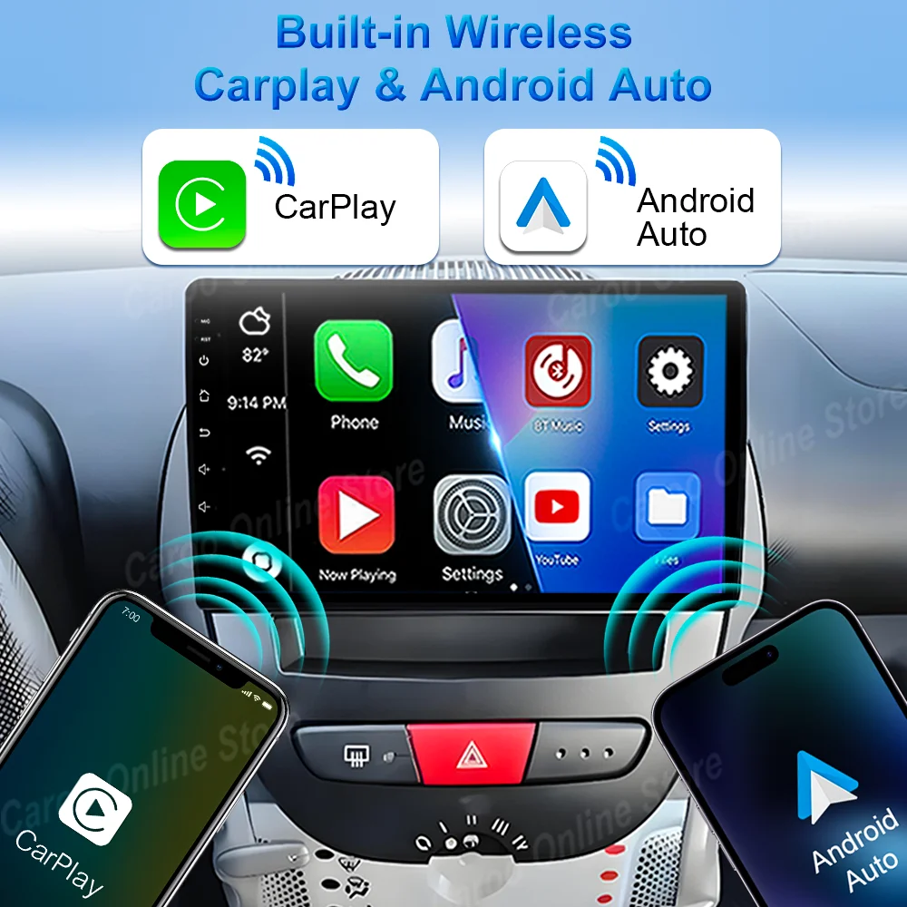 Autoradio Android 16 per Peugeot 107, Toyota Aygo, Citroen C1 2005-2014, con Carplay, GPS, Navigazione, Multimedia e Lettore Video - immagine 3