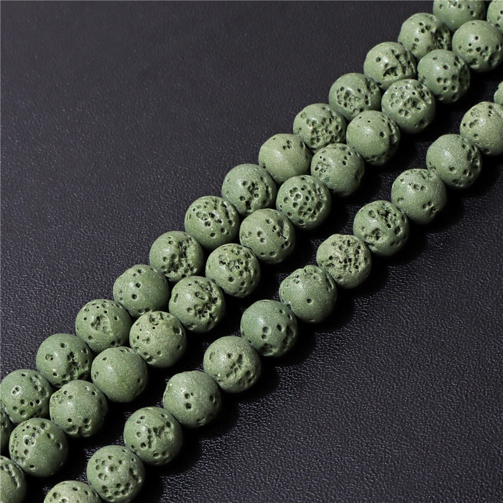Perline Di Lava 6mm/8mm, Pietra Preziosa Naturale Rotonda Color Pietra Vulcanica In Confezioni Da 20/40 Perline. - Italia - Foto 4