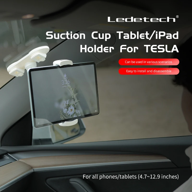 Ledetech Sucker Car Phone Holder iPad Stand Holder 360° Rotate Mount