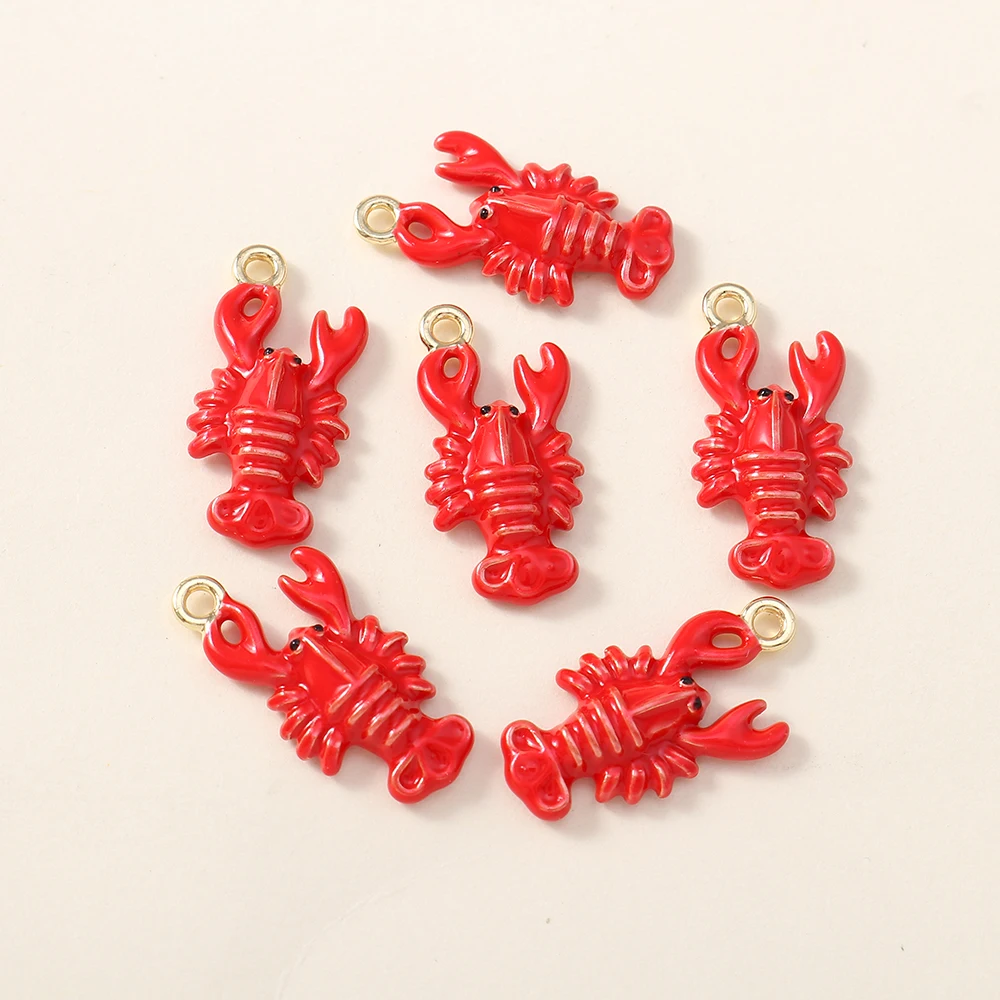 5개입 11*22mm 바다 동물 귀여운 바닷가재 참 펜던트 귀걸이 DIY 목걸이 수제 보석 공예