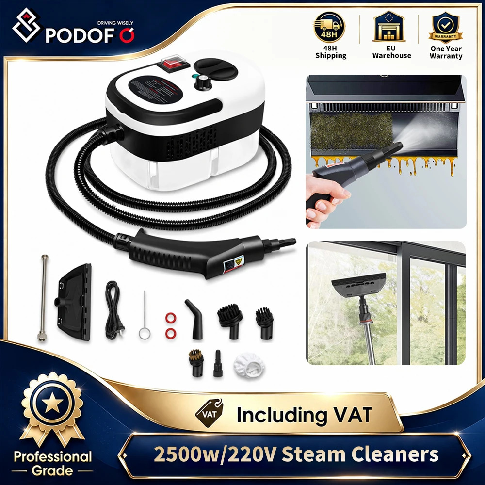 Nettoyeur vapeur portatif Podofo, stérilisation à haute température, nettoyeur vapeur pour climatisation, hotte de cuisine, maison/voiture, prise EU 1