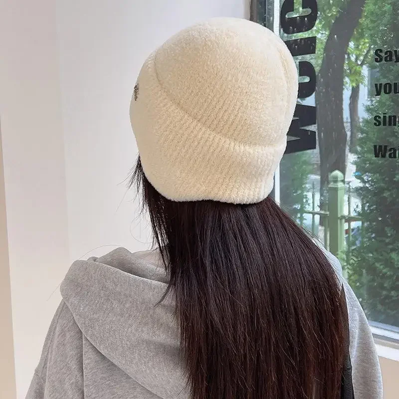 New Women Soft Beanie With Earflap Casual Winter Hat Streetwear Faux Fur Warm Caps For Female