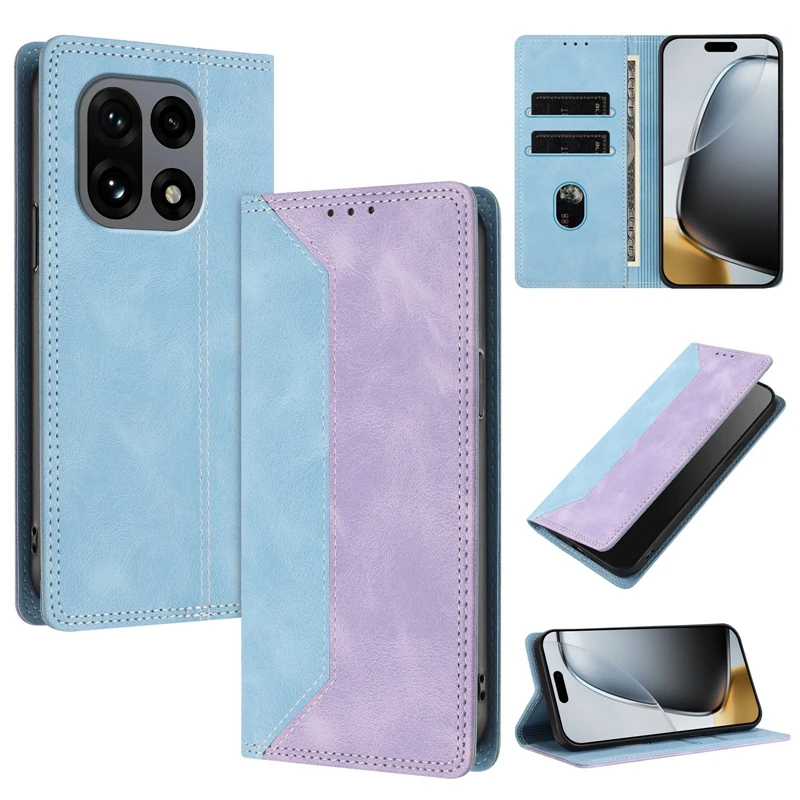 Magnetic Flip Leather Case - Fashion Color Block Phone Cover