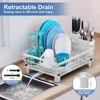 Dish Rack- Durable Dish Drying for Kitchen Counter,Dish Drainers with Drainboard,Kitchen Organization and Storage(White，Metal) 6