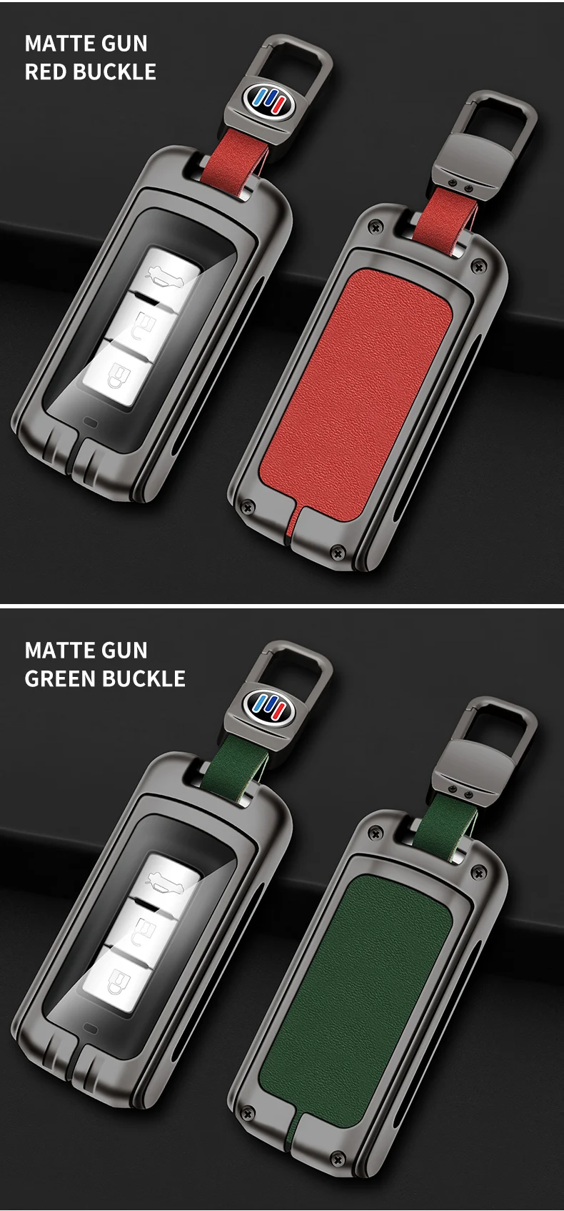 Custodia per chiave auto intelligente in pelle di metallo per Mitsubishi Outlander 3 ASX Colt Lancer 10 EX Grandis Pajero Sport Protector Fob - S42b0c1949e3d44c8984a121bb98ef9122