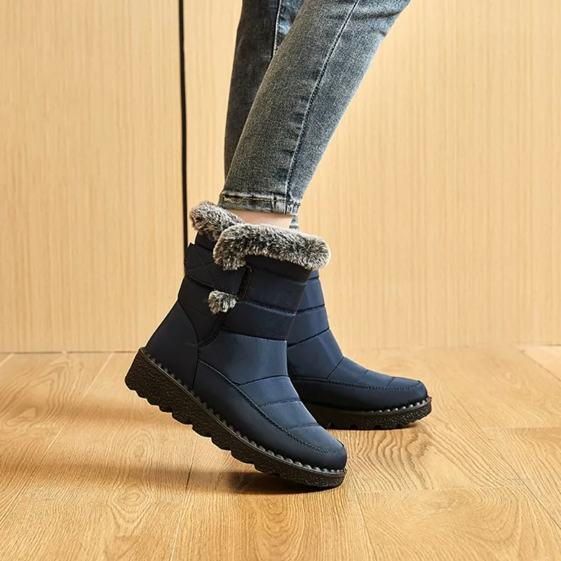 Warm Fur Snow Boots Women Boots For Winter Shoes Women Waterproof Platform Botas Mujer 2023 New Low Heels Mid-Calf Winter Boots