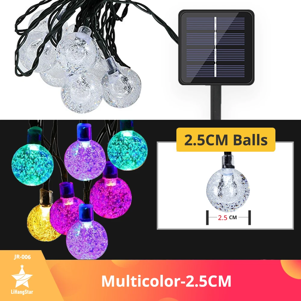 solar lighting system Solar String Lights Outdoor LED Crystal Ball Lights 8 Patterns Waterproof String Lights Fairy Lights Garden Christmas Decoration solar garden lights decorative Solar Lamps