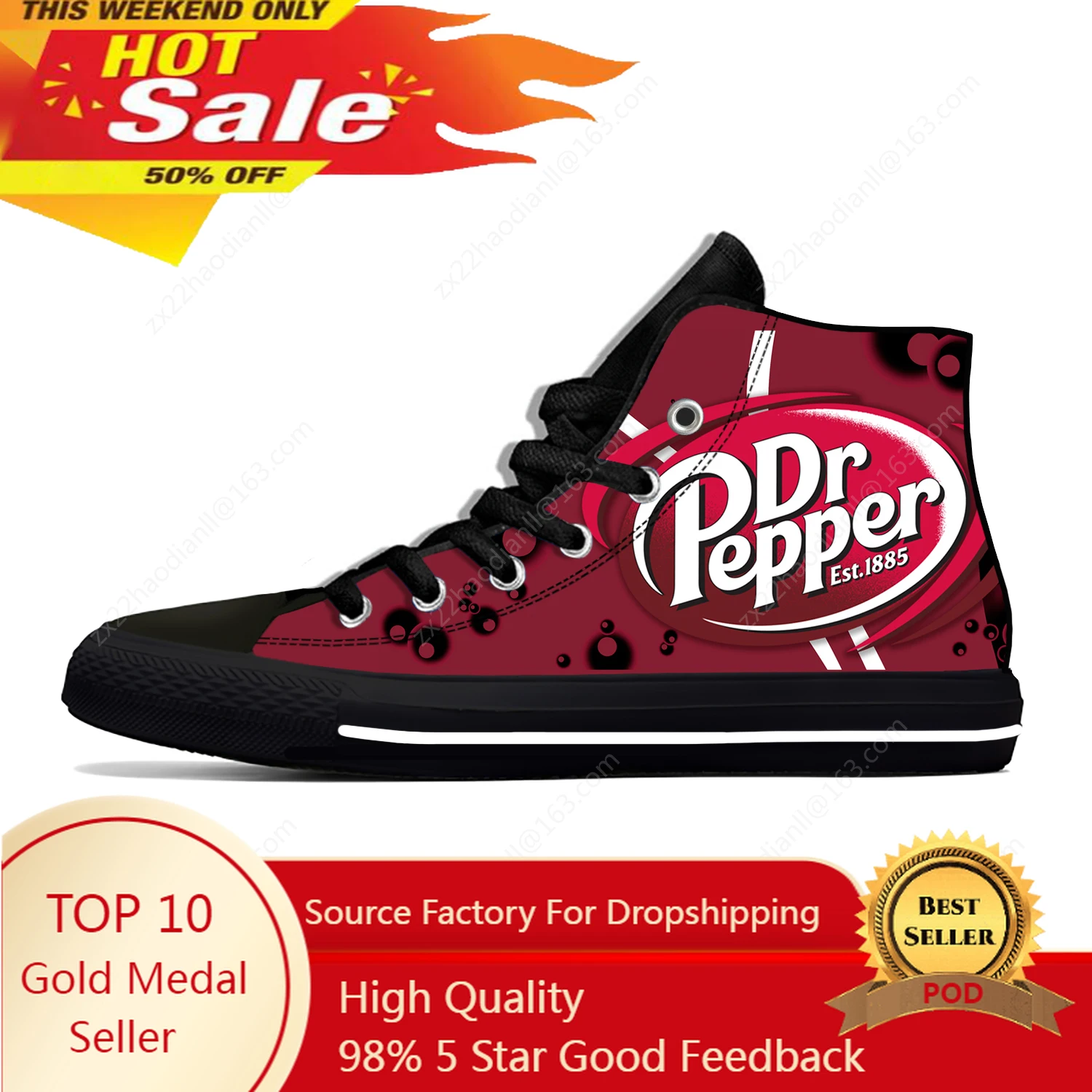 DR Pepper High Top Sneakers Mens Womens Teenager Casual Shoes Canvas Running 3D Print Shoes Cosplay Breathable Lightweight shoe