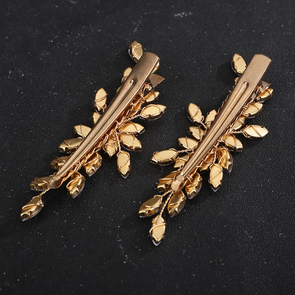 Women Wedding Zircon 2PCS Hair Clips Silver Bridal Bride Hair Accessories Jewelry Vintage Party Prom Ornaments Headdress