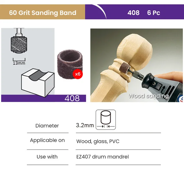 Set Levigatura Dremel SC407 | 2 Bande Grana 60/120 E Mandrino EZ SpeedClic - Foto 5