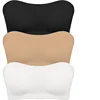 Soutien-gorge sans bretelles sans couture pour femmes, rembourré amovible, haut en soie glacée douce, sous-vêtements sans bretelles, sûr, antidérapant, Push Up, haut tubulaire Sexy