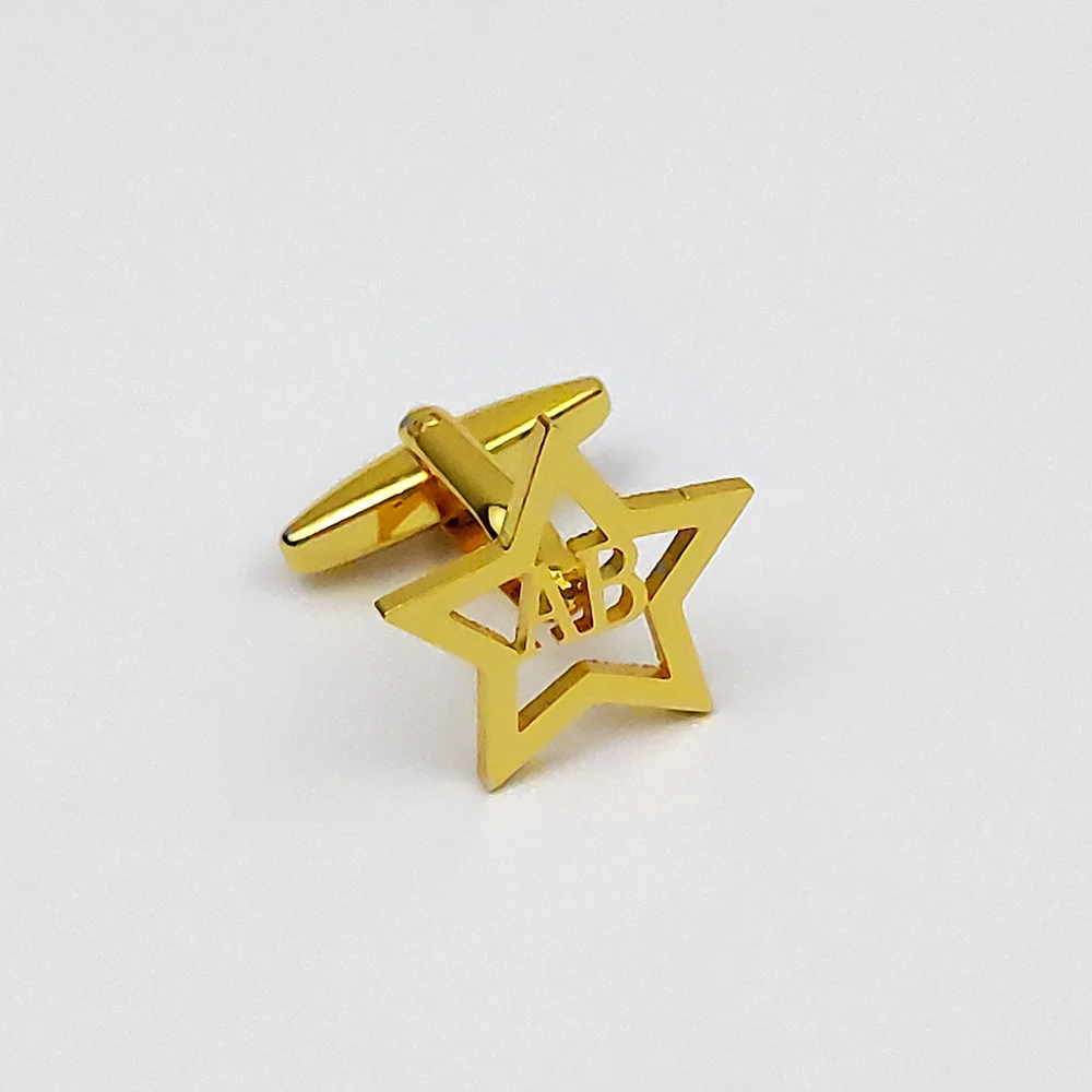 Custom 2 Initials Cufflinks for Men Star Jewelry Cufflinks Stainless Steel Jewelry Men Charm Accessories Gift for Boyfriend