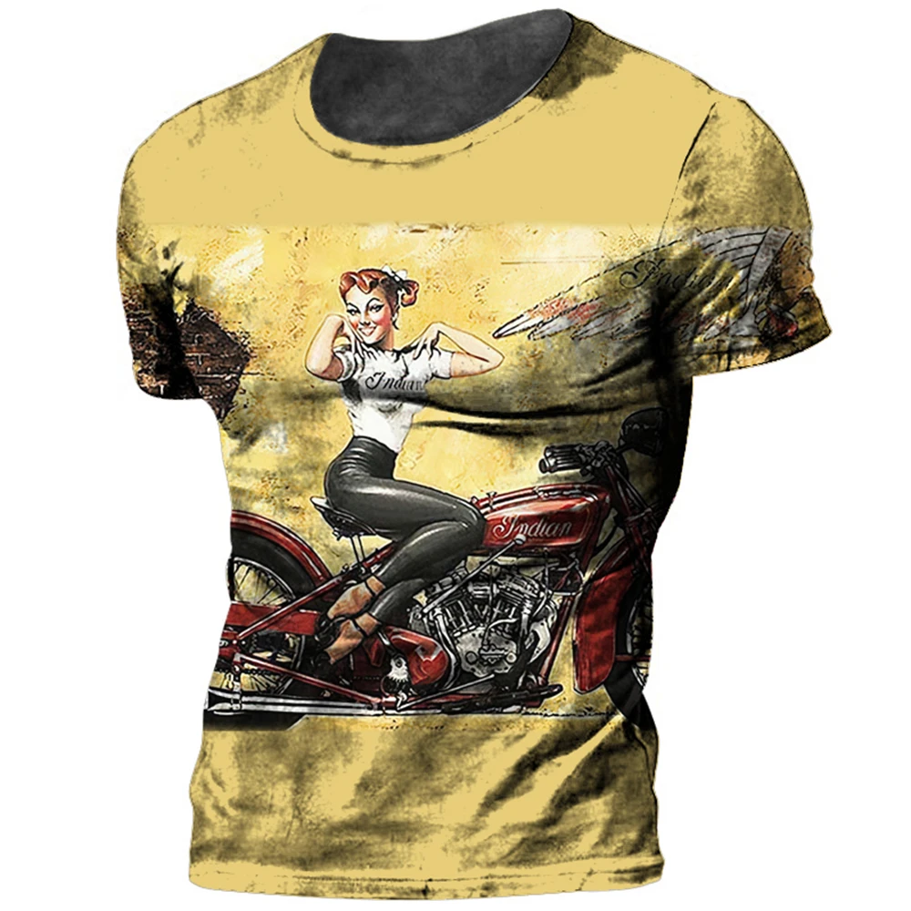 Vintage Men's Motorbike T Shirt 3d Race Sexy Women Short Sleeve