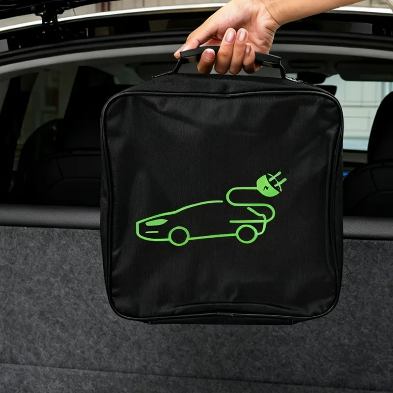 Electric Car Battery Jumper Cable Storage Bag Waterproof EV Car Rechargeable Gun Storage Organizer for Charging Cables Cords