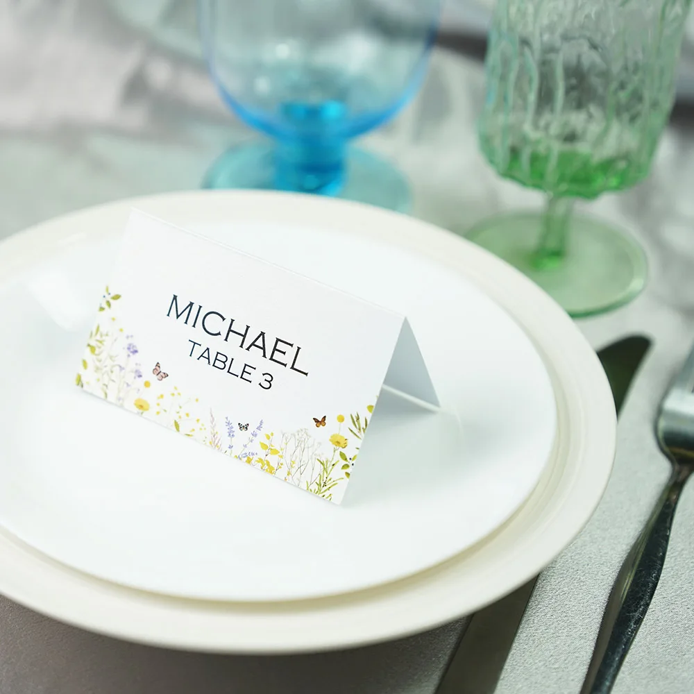 Personalized wedding place cards table number for Outdoor & Garden party guests names cards.