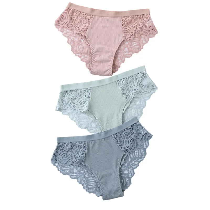 thumbnail image 1 of 3 uds bragas de algodón bragas sexis bragas de encaje ropa interior de mujer bragas para mujer pantalones florales calzoncillos lencería de talla grande, 1 of 5
