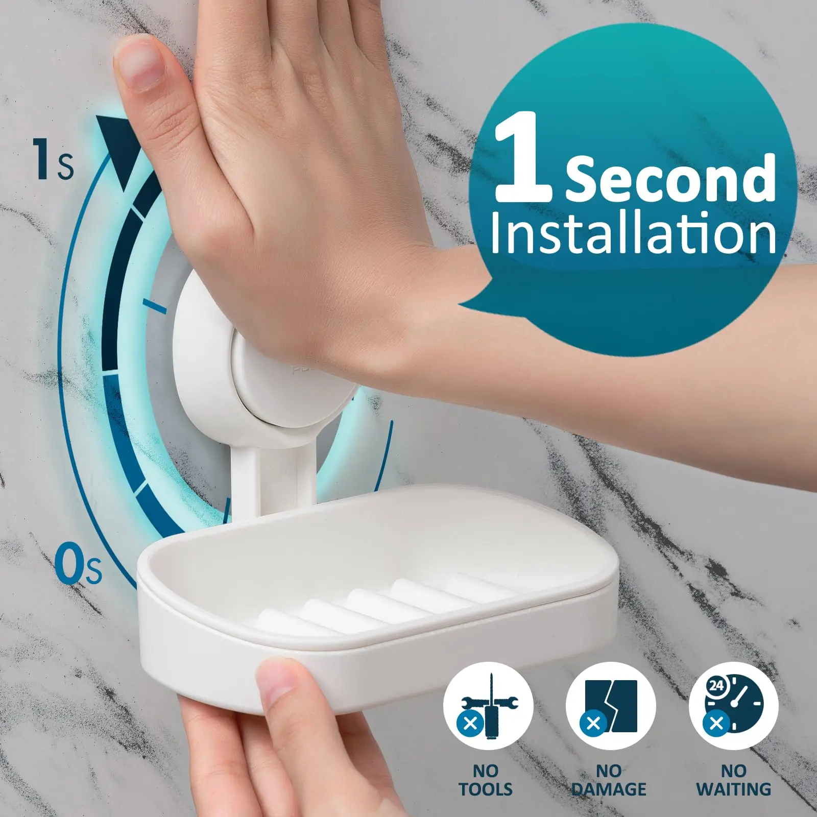 TAILI Suction Cup Soap Dish Powerful Vacuum Suction Soap Holder, Strong Sponge Holder for Shower, Bathroom, Tub and Kitchen Sink 4