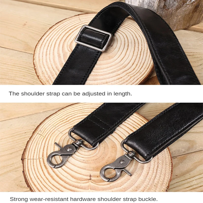 Leather Replacement Shoulder Bag Strap for Briefcase Men Crossbody Shoulder Bags Strap Adjustable Black Brown Bag Accessories
