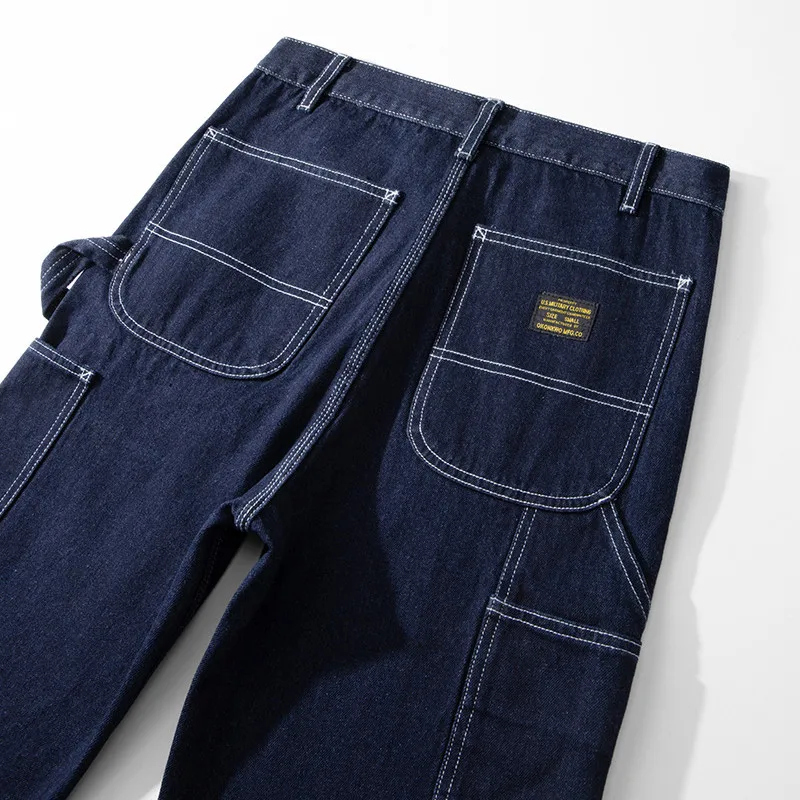 Hiking Pants OKONKWO Original Denim Railway Workers Pants Amikaki Multi Pocket Striped Work Longs Outdoor Trekking Hiking Tooling Trousers