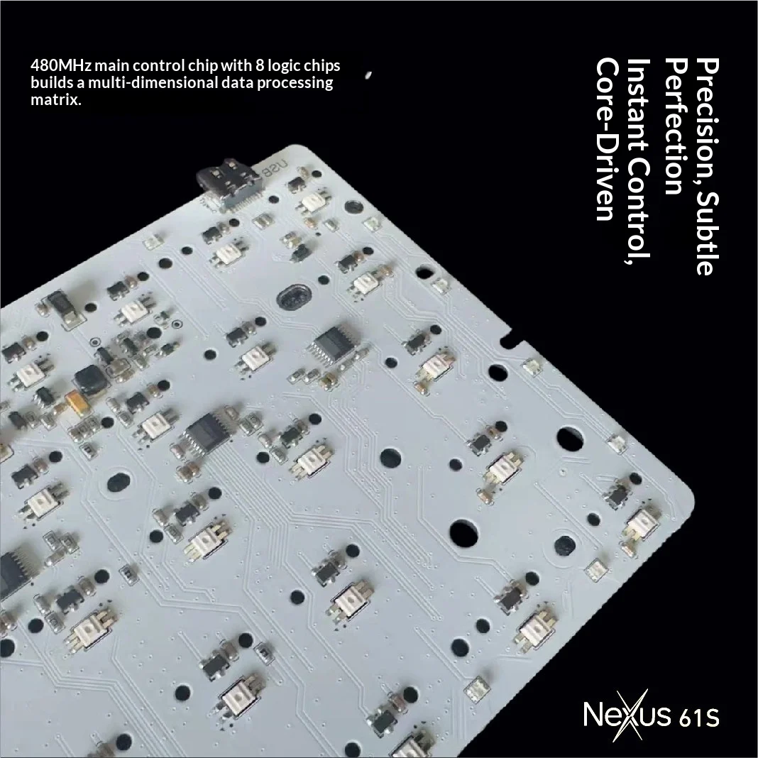YODALL Nexus61S 마그네틱 홀 이펙트 게이밍 PCB 0.08ms RT 0.001 ADC 다이렉트 연결 PCB(2304Hz 스캔 ARGB 포함) 커스텀 키보드용