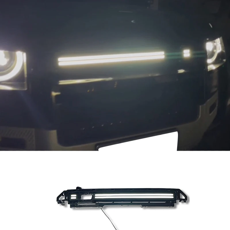 

ROLFES For Land Rover Defender 90 110 2020 + Car Styling Ventilation Grille Front Bumper Mesh Grill With LED Dynamic Light