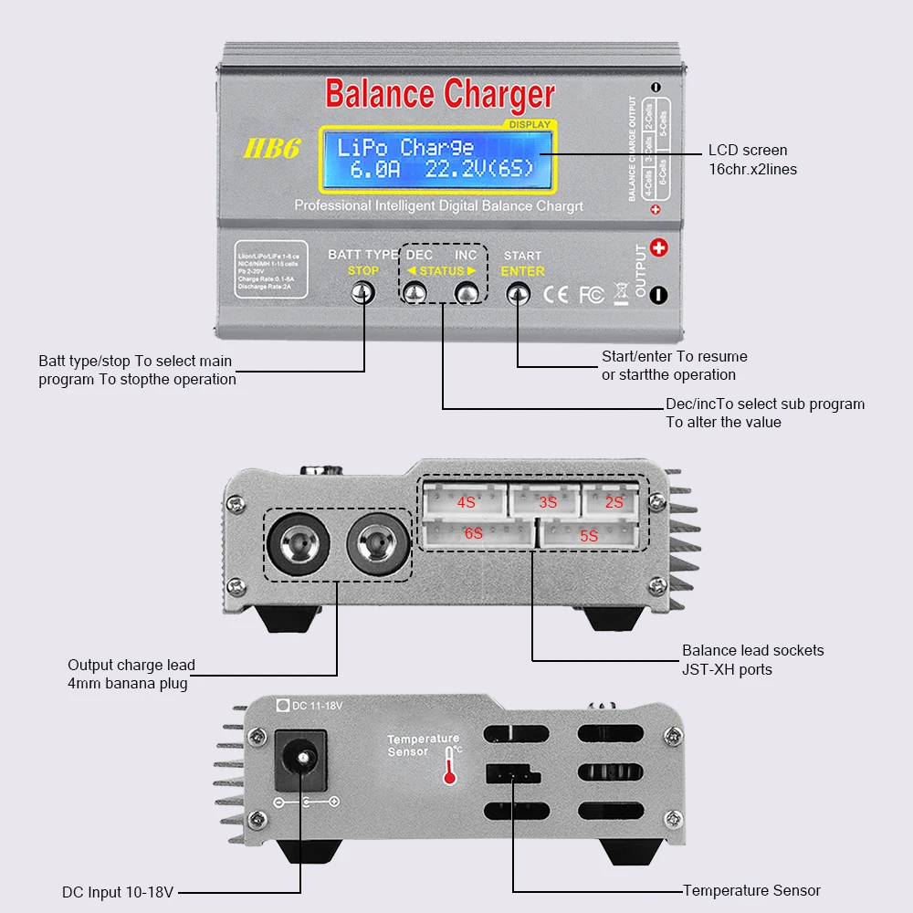 Haisito HB6 80W Battery Charger Lipo NiMh Li-ion Ni-Cd Digital RC IMAX B6 Lipro