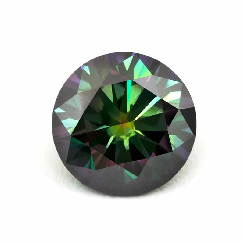 

0.5-6ct Colorful Green Color VVS1 Round Cut Moissanite Loose Stones 8 Heart 8 Arrow Gra Moissanite Diamond Gemstone Pass Tester