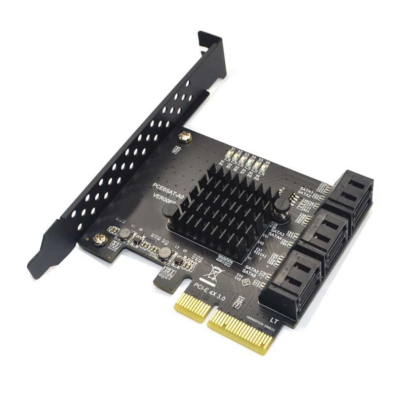 

SATA PCI E Adapter 6 Ports SATA 3.0 To PCI Express X4 Black Expansion Card SATA3.0 Pcie PCI-E SATA Controller For HDD