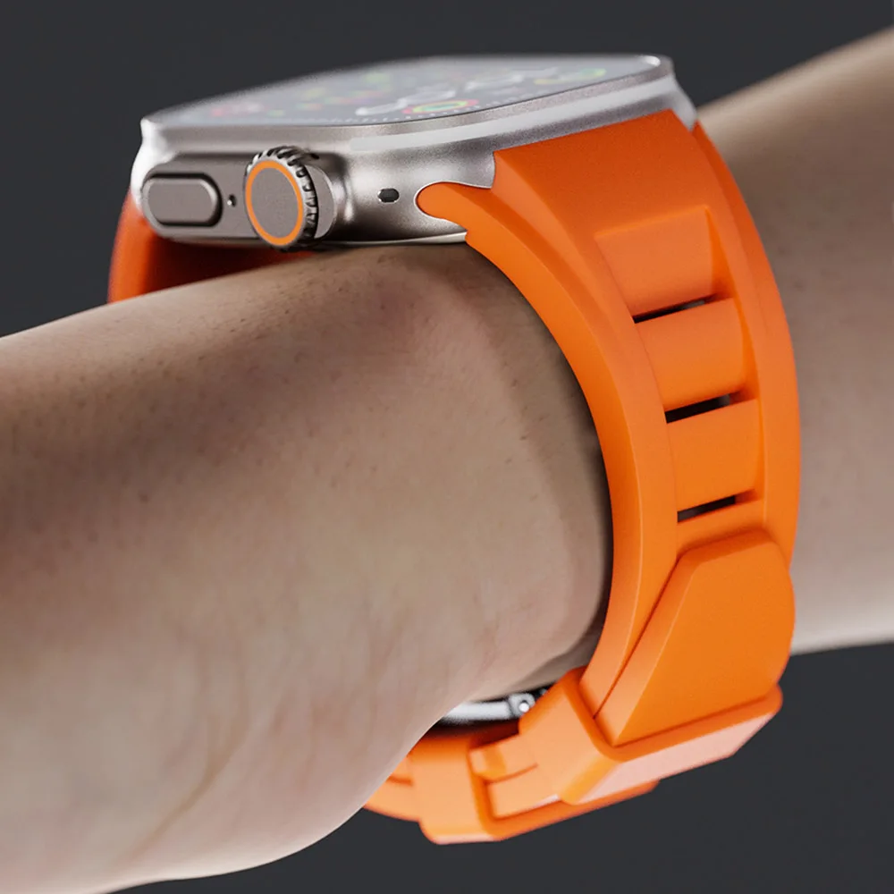 애플 워치용 메탈 실리콘 스트랩 울트라 밴드, 49mm, 45mm, 44mm, 42mm 벨트, 한국 팔찌, iWatch 시리즈 9, 8, 7, 6, 5, 4, 3, SE 울트라 2