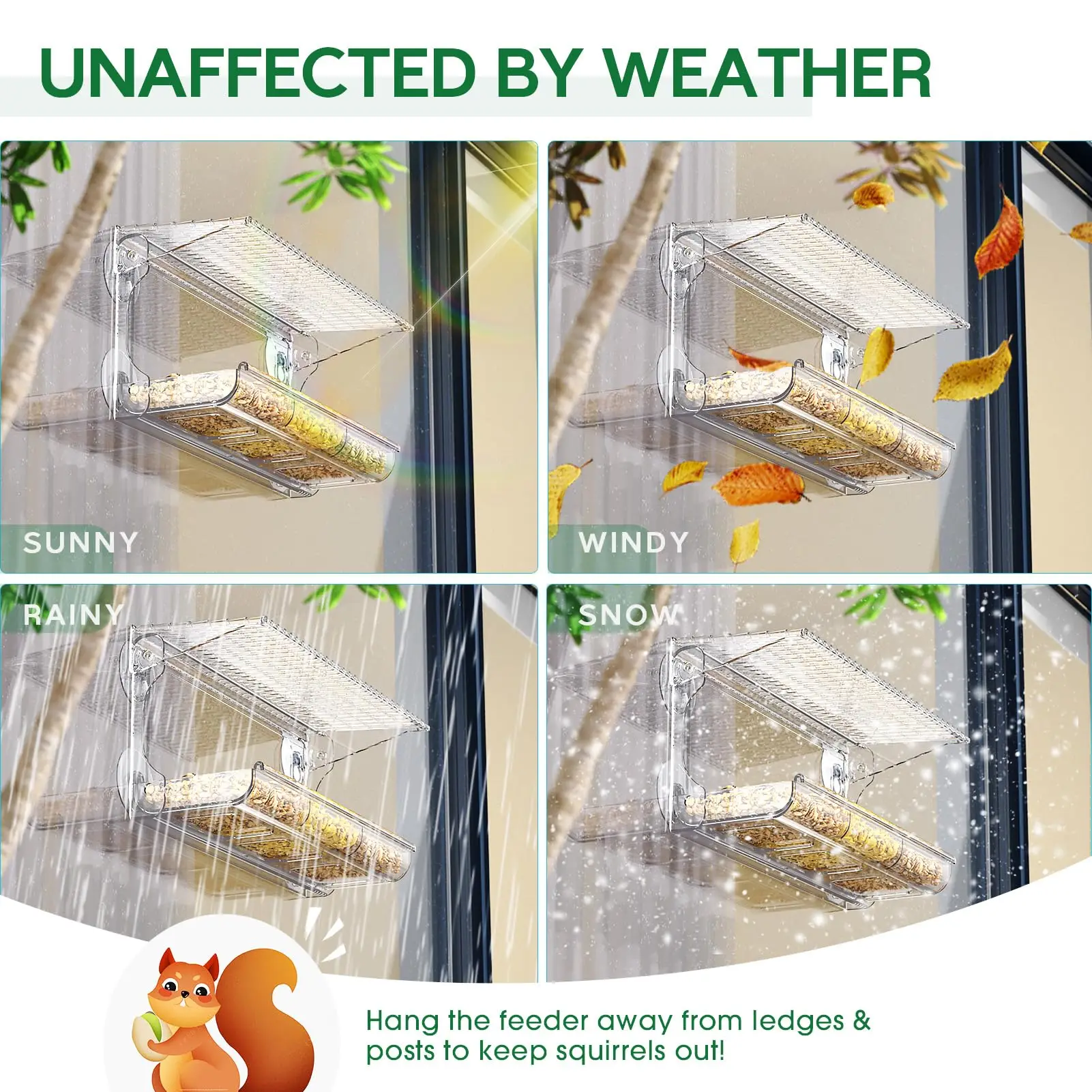 Window Viewing Bird Feeder for Outdoors Clear Bird Feeders Window Mounted with Suction Cups Transparent House Outside Wild bird feeder
