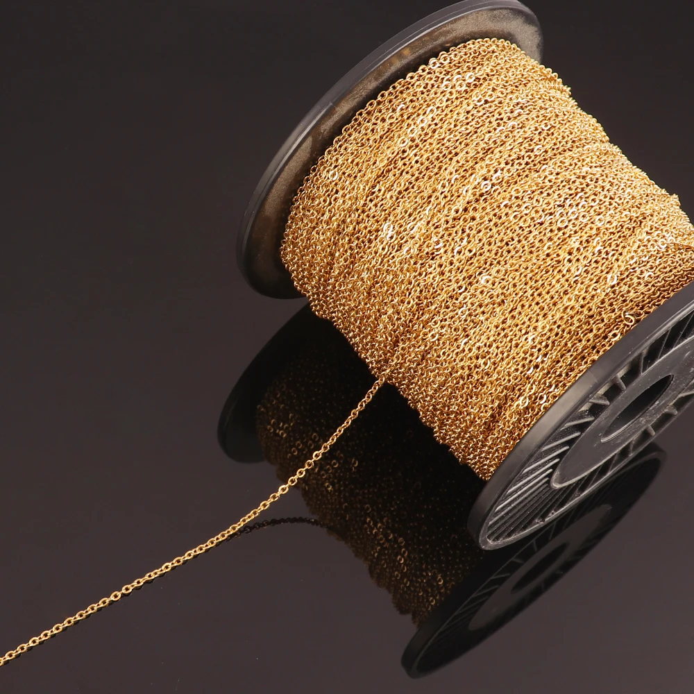 1Meters 1/1.5/2mm Gold Stainless Steel Chain Necklace DIY O Shape Cross Chains for Bracelets Jewelry Making Components stainless steel beads,stainless steel clasps,metal beads,jewelry making tools