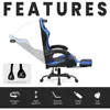 Video Gaming Chair with Footrest High Back Ergonomic Comfortable Office Computer Desk with Lumbar Support Height Adjustable with 5