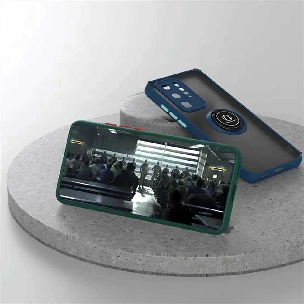 Shockproof Matte Clear Magnetic Ring Holder Case