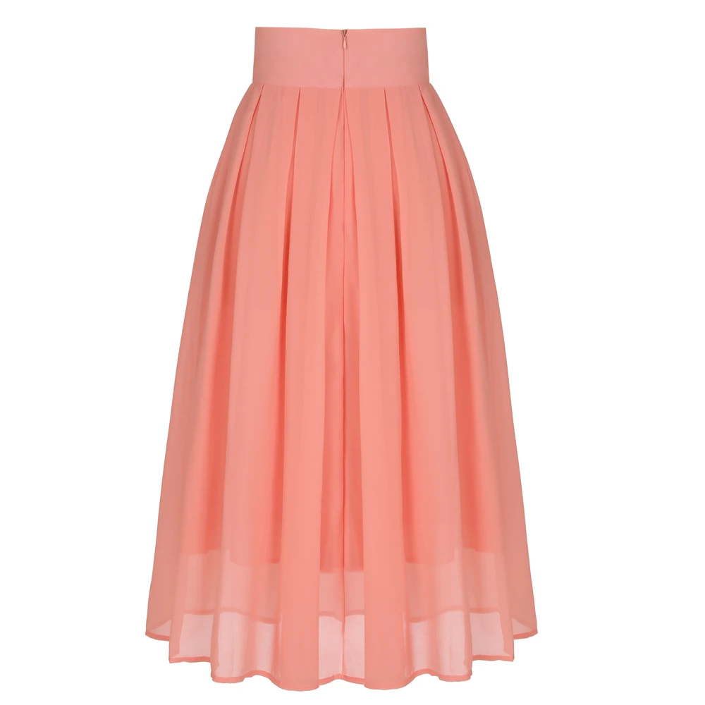 Sweet High Waist Pleated Pink Skirt - SweatshirtsHoodies.com