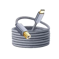 3M Braided USB C to USB B 2.0 Printer and Scanner Cable - 2m (Grey)