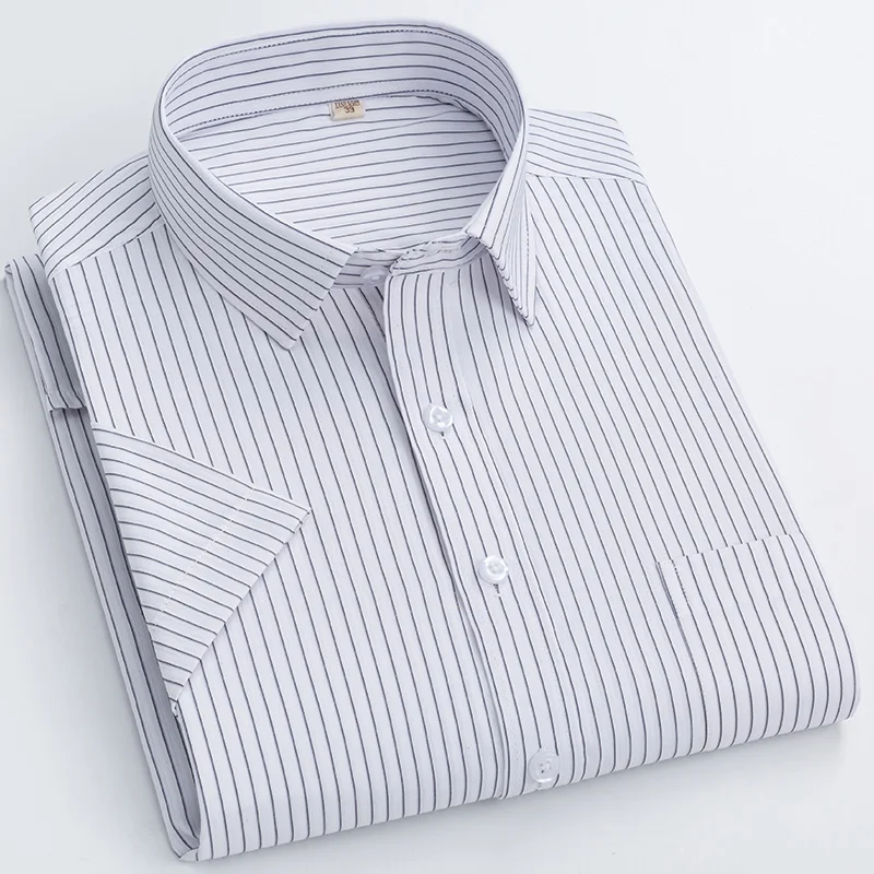 New Men's Fashion Short Sleeve Cotton Business Formal Shirt White Classic Social Casual Slim Shirt Large Size 8XL 5