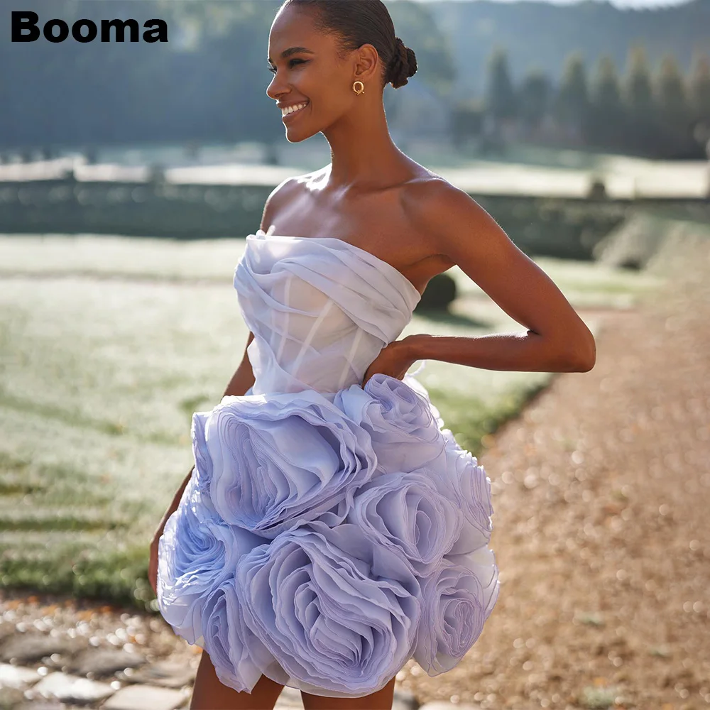 

Женское коктейльное платье без бретелек Booma, лавандовые плиссированные Цветы, праздничные вечерние платья ручной работы, 2023