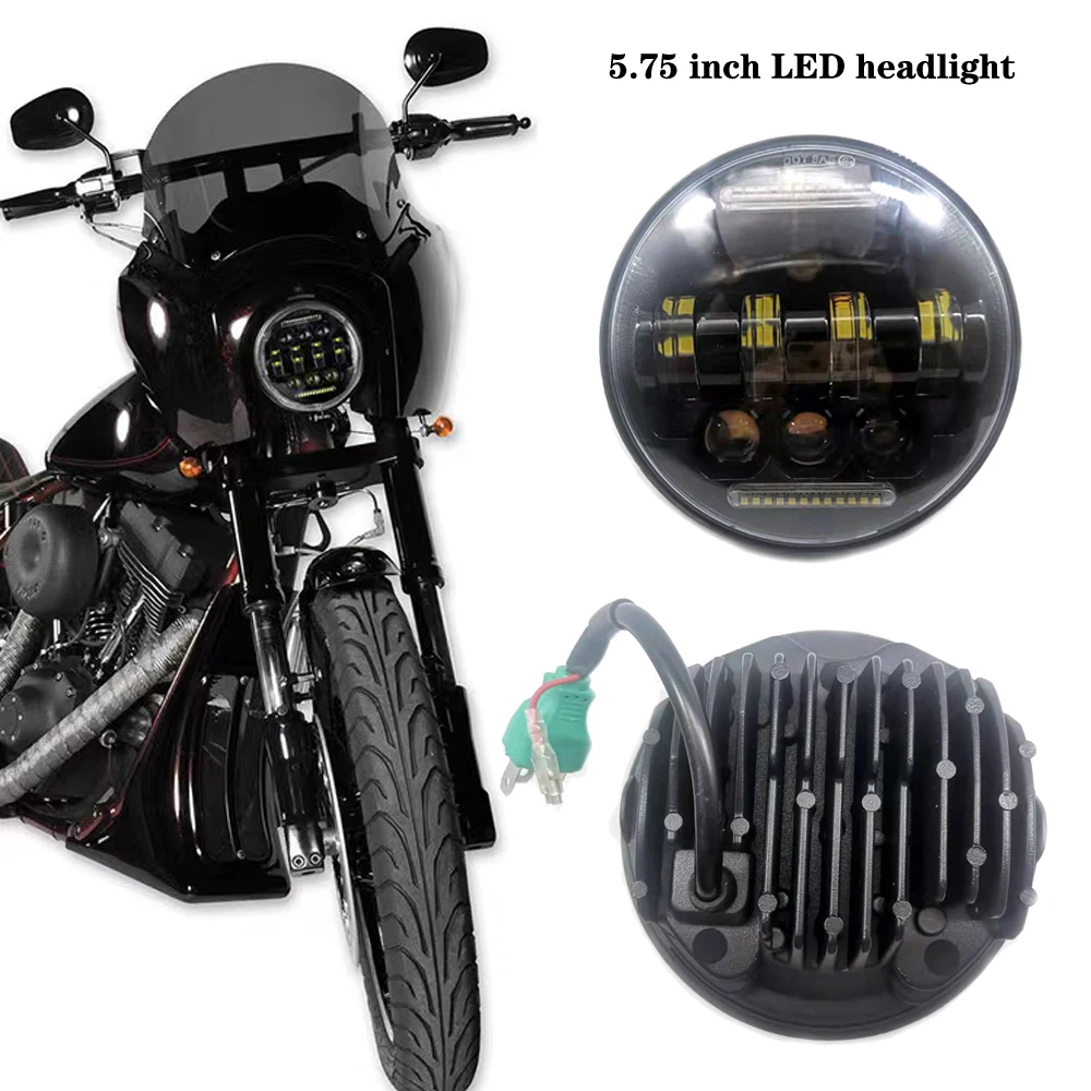 

5.75 inch Black LED Headlight halo Ring white DRL Angel eye For Dyna Softail Sportster 883 XL883 FXCW 5 3/4"Motorcycle Headlamp