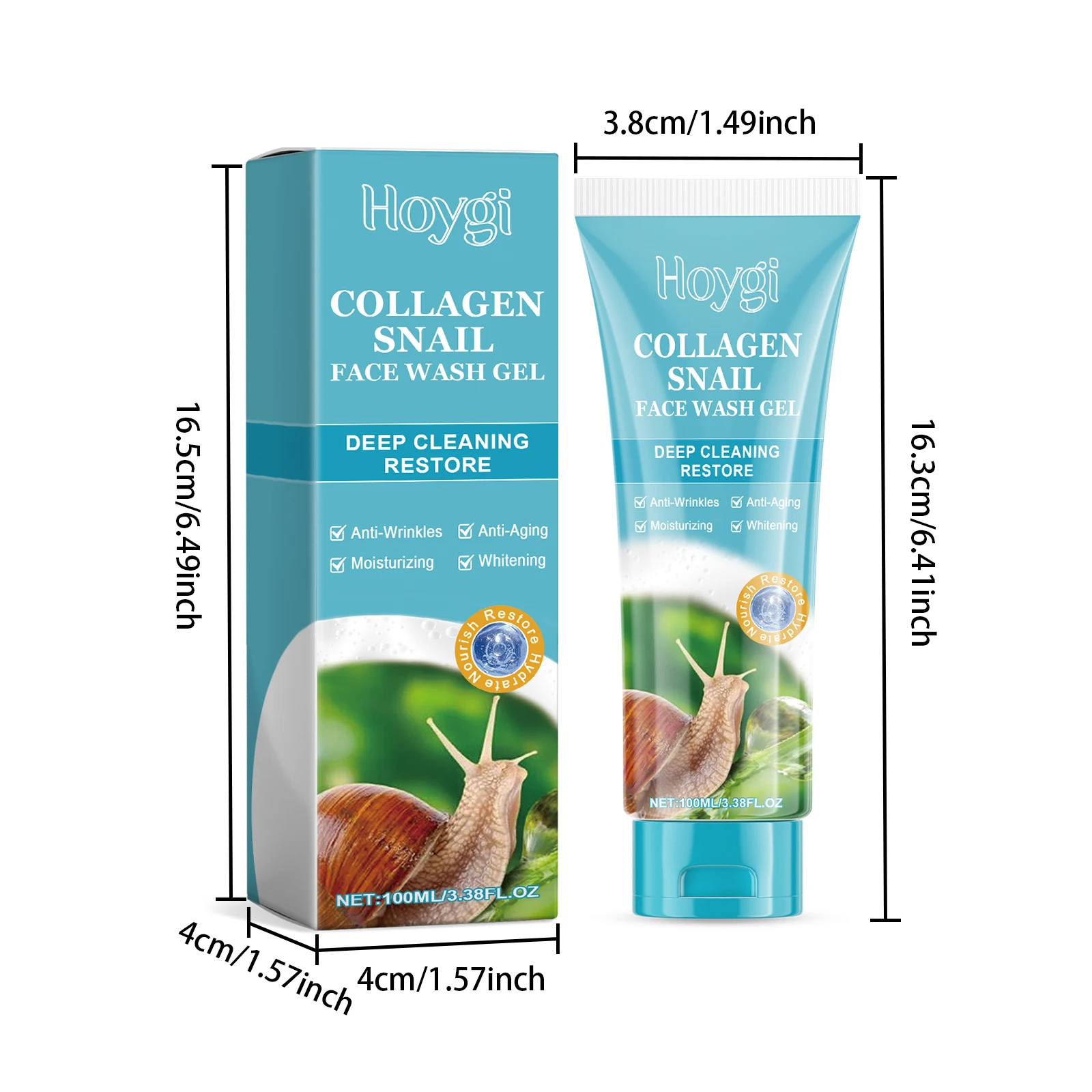 Collagen Snail Cleansing Gel Gentle Exfoliating Cleanser Shrink Pores Repair Moisturizing Cleanser Facial Skin Care Cleanser 6