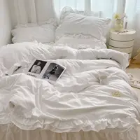 White Ruffled Lightweight Farmhouse Shabby Boho Chic Bedding-Ultra Soft  Microfiber Set ( Bedspread +Quilt Cover+ Pillow Sham) 5