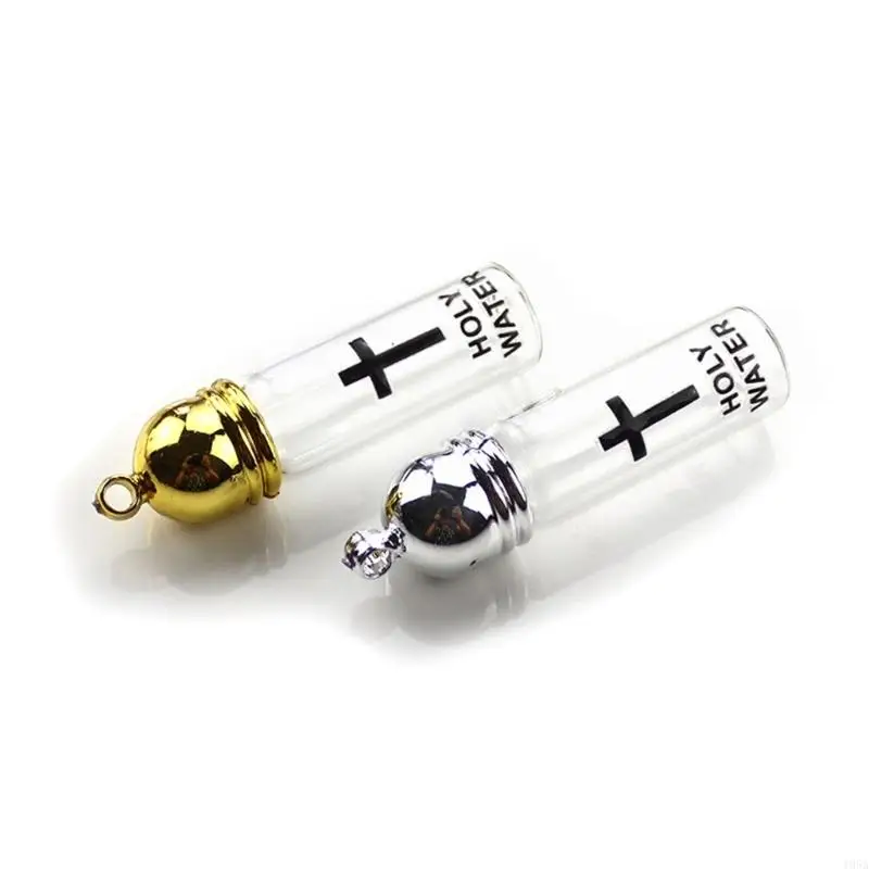 Bottle Elegant Holy Water Glass Container Featurings Silver/Gold Color Lid For Spiritual Ritual Collectors holy water bottle