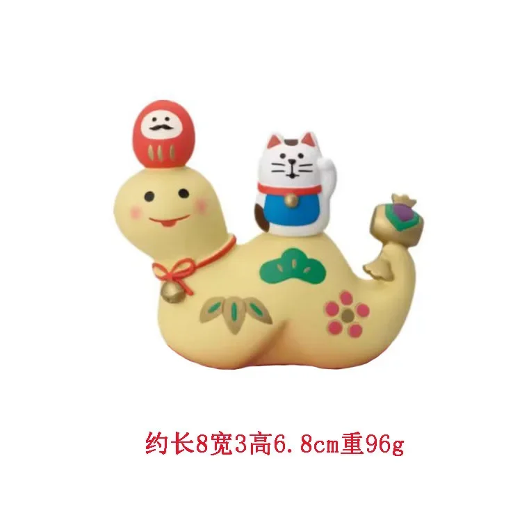 일본식 ZAKKA 고양이 공예 구정을위한 작은 장식품 뱀 년 추세 분재 음식 및 장식 수지 인형