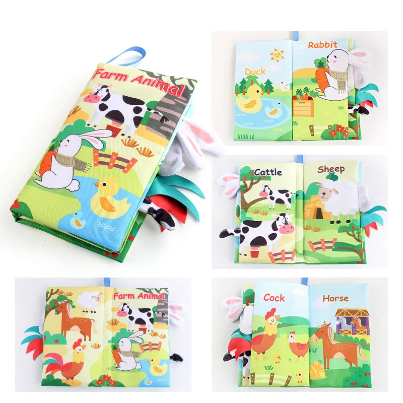 Baby frühes Lernen Spielzeug Schwanz Stoff Buch Puzzle Eltern-Kind interaktives Sound papier Säuglinge Aktivität Spielzeug für Babys – Detail 12
