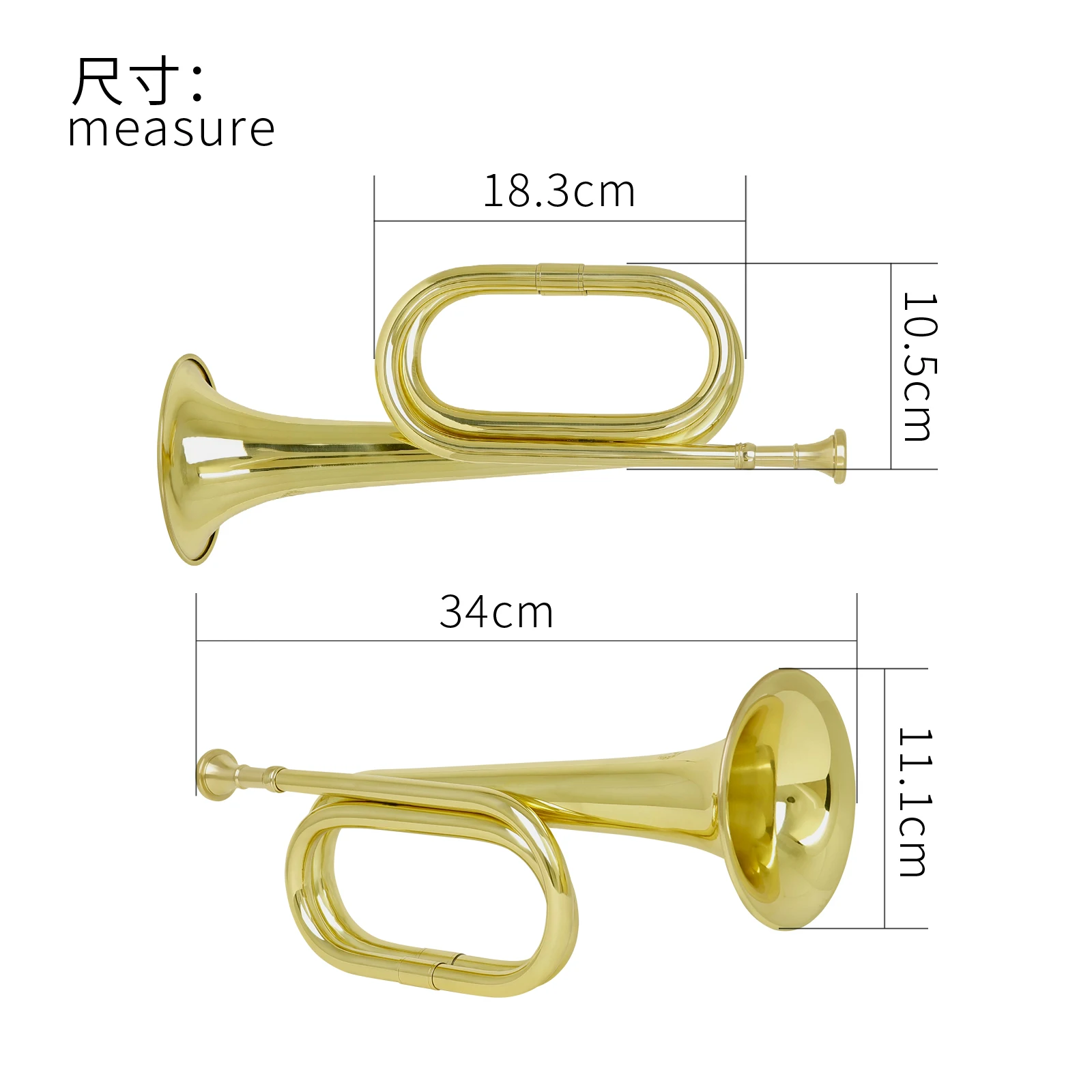 C Flat Horn Spanish military Horn High Quality Brass Diameter 11Cm With Mouthpiece Height 34cm Gold Silver Wind Instrument